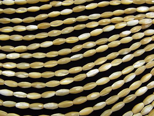 1strand $5.79! Mother of Pearl MOP Faceted Rice 8 x 3 x 3 mm beige 1 strand (aprx.15 inch / 38 cm)