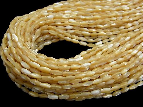 1strand $5.79! Mother of Pearl MOP Faceted Rice 8 x 3 x 3 mm beige 1 strand (aprx.15 inch / 38 cm)