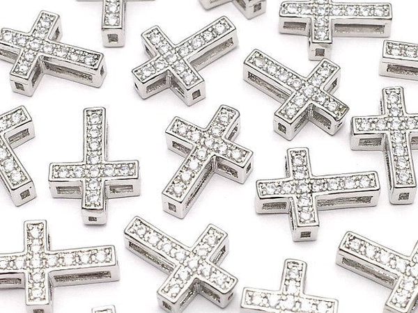 [Video] Metal parts 13x9.5mm Cross silver color (with CZ) 1pc