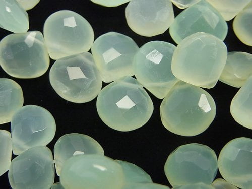 High Quality Light Green color Chalcedony AAA- Chestnut Faceted Briolette half or 1strand beads (aprx.6inch/16cm)