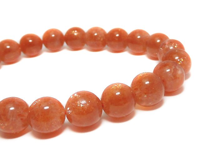 [Video] [One of a kind] High Quality Sunstone AAA+ Round 9.5mm Bracelet NO.88