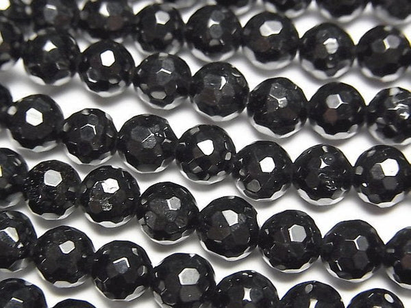 [Video] Black Tourmaline AAA 128 Faceted Round 6 mm half or 1 strand beads (aprx.15 inch / 38 cm)