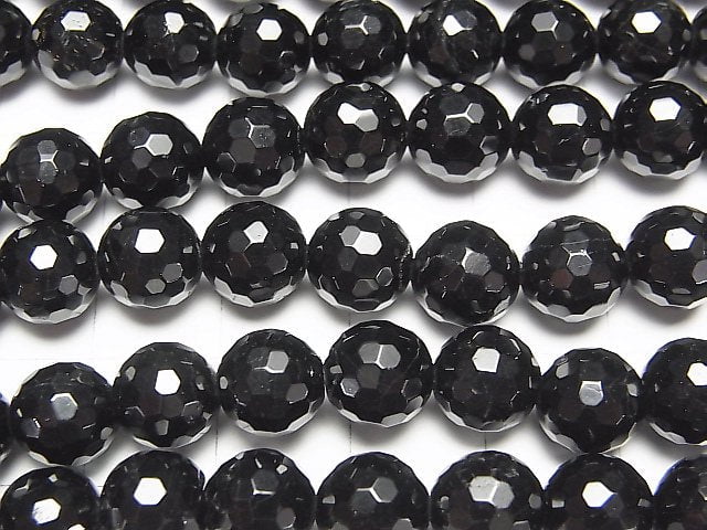 [Video] Black Tourmaline AAA 128 Faceted Round 8 mm half or 1 strand beads (aprx.15 inch / 38 cm)