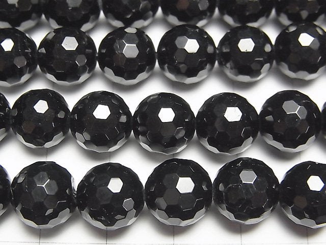 [Video] Black Tourmaline AAA 128Faceted Round 10mm half or 1strand beads (aprx.15inch / 38cm)