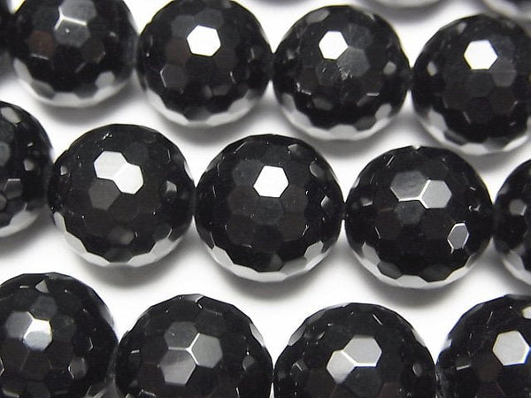 [Video] Black Tourmaline AAA 128 Faceted Round 12 mm half or 1 strand beads (aprx.15 inch / 37 cm)