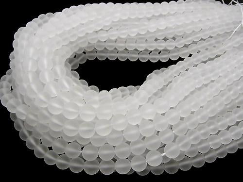 Frosted Crystal Quartz AAA Round 7mm half or 1strand (aprx.15inch/38cm)