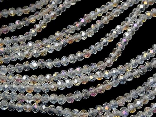 1strand $1.79! Glass Beads  Faceted Button Roundel 4 x 4 x 3 mm Crystal AB 1 strand (aprx.19 inch / 46 cm)