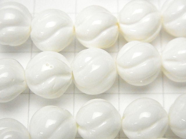 White Shell Round 10mm S line Twist 1strand beads (aprx.15inch / 37cm)