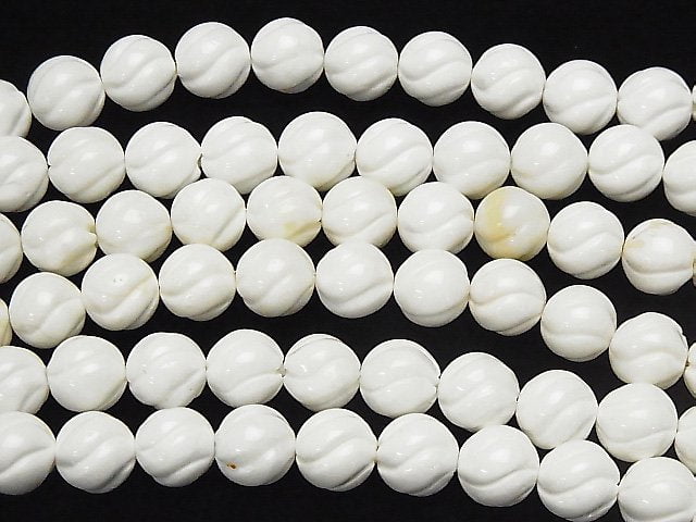 White Shell Round 12mm S line Twist half or 1strand beads (aprx.15inch / 38cm)