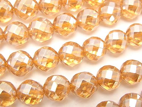 Champagne color quartz AAA Twist 72 Faceted Round 8 mm half or 1 strand (aprx.15 inch / 36 cm)