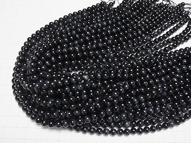 [Video]Natural color Blue Tiger's Eye AAA Round 6mm 1strand (aprx.15inch/37cm)