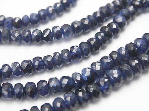 [One of a kind] Top Quality Blue Sapphire AAA Faceted Button Roundel 1strand beads (aprx.15inch / 37cm) NO.12