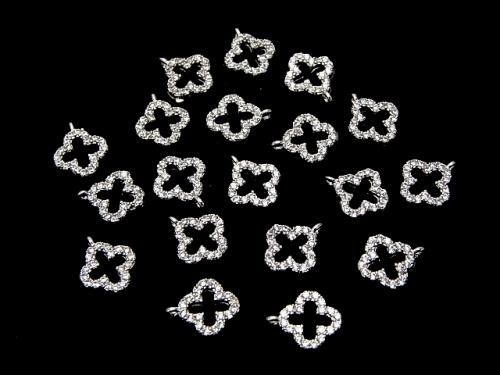 Metal Part Charm 10x8mm Flower Silver Color (with CZ) 1pc $1.79