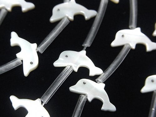 High Quality Mother of Pearl MOP AAA White Dolphin Shape half or 1strand (Approx 18pcs)