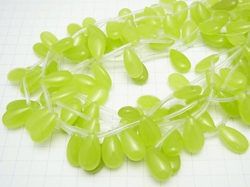 Yellow Green-Jade Pear shape 22x12x7mm half or 1strand beads (aprx.15inch/36cm)