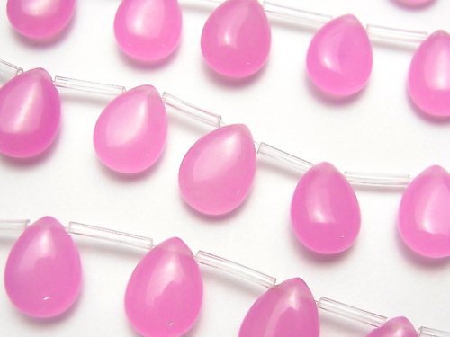 Pink color Jade Pear shape 12x9x4mm NO.2 half or 1strand beads (aprx.15inch/38cm)