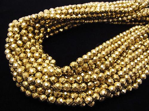 Magnetic! 1strand $7.79! Hematite 64 Faceted Round 6 mm gold coating 1 strand (aprx.15 inch / 38 cm)
