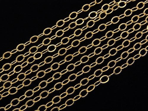 14KGF Oval Chain 4x2.7mm Striped Pattern 10cm