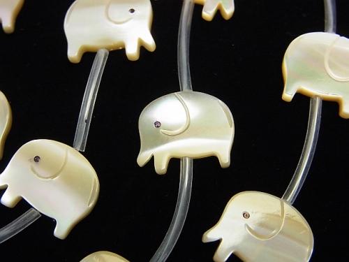 High quality Mother of Pearl MOP AAA Elephant shape beige half or 1strand (Approx 14pcs)