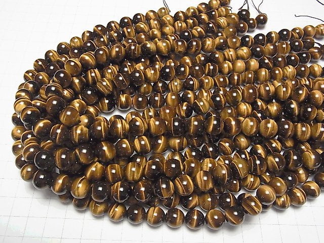 [Video] Yellow Tiger's Eye AAA Round 10mm half or 1strand beads (aprx.15inch / 36cm)