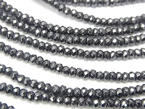 1strand $6.79! Hematite  Faceted Button Roundel 3x3mm x2mm  1strand (aprx.15inch/38cm)