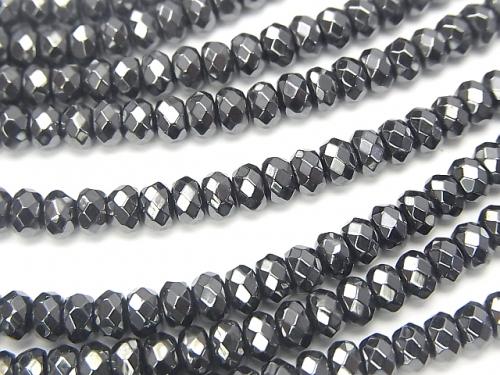 1strand $6.79! Hematite  Faceted Button Roundel 4x4mm x3mm  1strand (aprx.15inch/38cm)