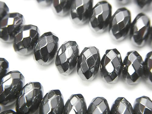 1strand $7.79! Hematite  Faceted Button Roundel 8x8mm x4mm  1strand (aprx.15inch/38cm)