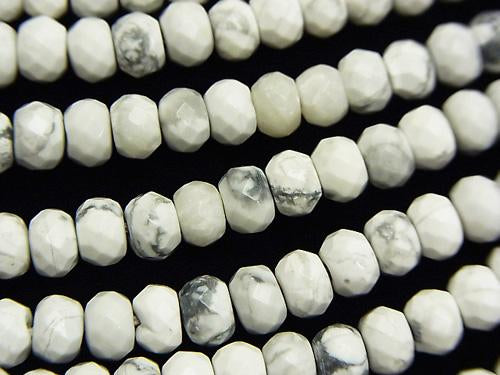 1strand $9.79! Howlite Magnesite  Faceted Button Roundel 6x6x4mm 1strand (aprx.15inch/37cm)