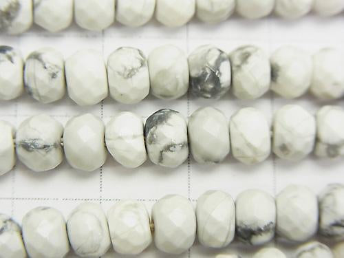1strand $9.79! Howlite Magnesite  Faceted Button Roundel 6x6x4mm 1strand beads (aprx.15inch/37cm)