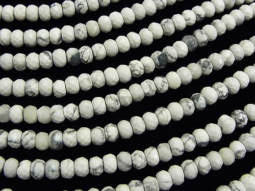 1strand $9.79! Howlite Magnesite  Faceted Button Roundel 6x6x4mm 1strand beads (aprx.15inch/37cm)