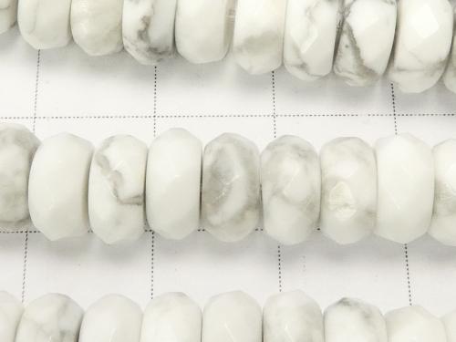 Howlite Magnesite  Faceted Button Roundel 8x8x4 half or 1strand (aprx.15inch/38cm)