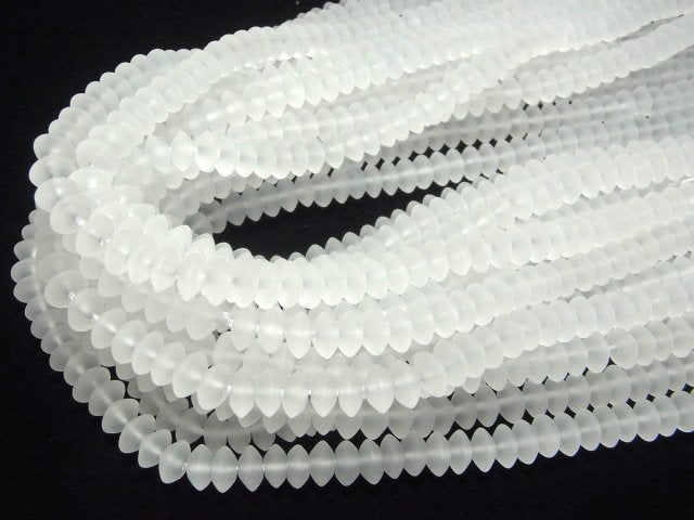 Frosted Quartz AAA Roundel 8x8x4mm half or 1strand beads (aprx.15inch/38cm)