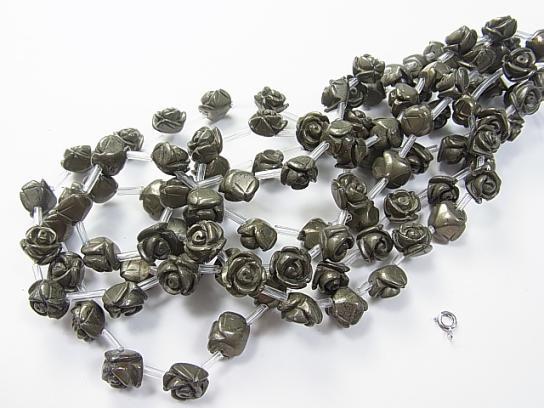 Golden Pyrite Rose [8mm] [10mm] [12mm] half or 1strand (aprx.15inch / 38cm)