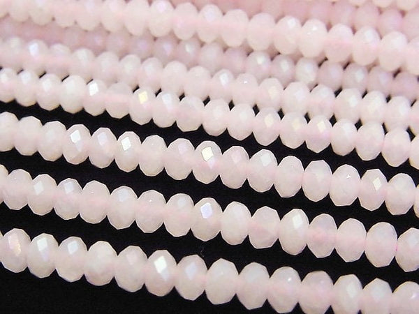 [Video]High Quality! Flash,Rose Quartz Faceted Button Roundel 4x4x3mm 1strand beads (aprx.15inch/37cm)