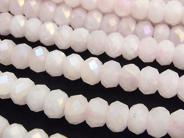 [Video]High Quality! Flash,Rose Quartz Faceted Button Roundel 8x8x5mm half or 1strand beads (aprx.15inch/37cm)