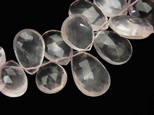 [Video] [One of a kind] High Quality Rose Quartz AAA - AAA- Pear shape  Faceted Briolette  1strand beads (aprx.7inch/18cm) NO.1