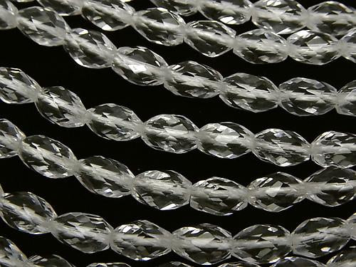 Diamond Cut! Crystal AAA 6 Faceted Rice x Multiple Twist Facets 8 x 6 x 6 mm 1/4 strands - / 1 strand (aprx.15 inch / 38 cm)