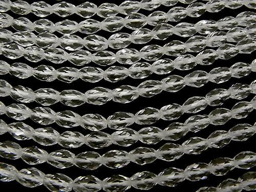 Diamond Cut! Crystal AAA 6 Faceted Rice x Multiple Twist Facets 8 x 6 x 6 mm 1/4 strands - / 1 strand (aprx.15 inch / 38 cm)