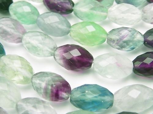 Multicolor Fluorite AAA - AA ++ Faceted Rice 14 x 10 x 10 mm half or 1 strand (aprx.15 inch / 38 cm)