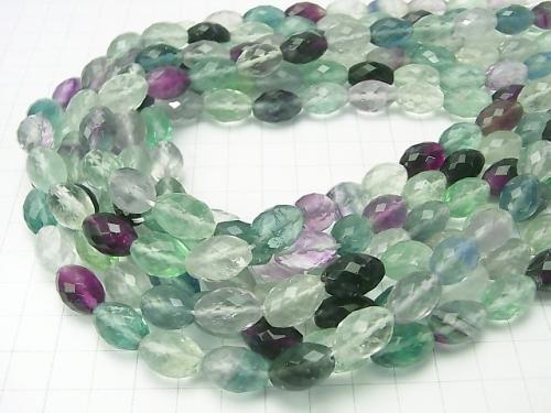 Multicolor Fluorite AAA - AA ++ Faceted Rice 14 x 10 x 10 mm half or 1 strand (aprx.15 inch / 38 cm)