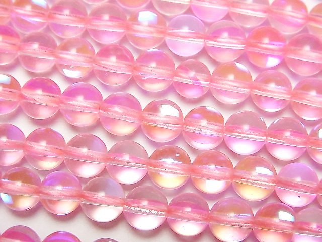 [Video] Pink Luna Flash Round 6mm 1strand beads (aprx.15inch/37cm)