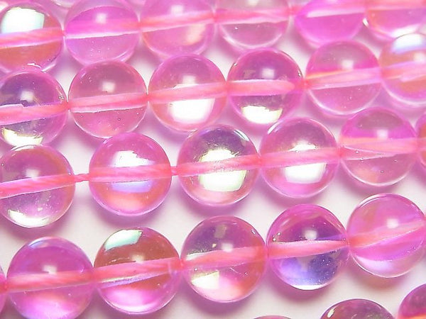 Pink Luna Flash Round 10mm 1strand beads (aprx.15inch/36cm)