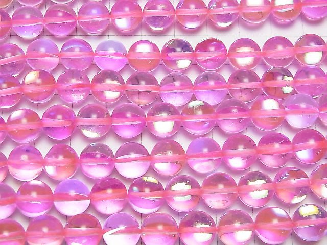 Pink Luna Flash Round 10mm 1strand beads (aprx.15inch/36cm)