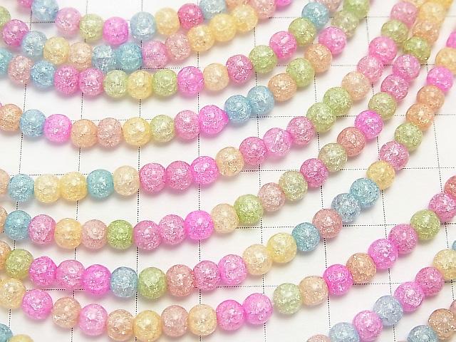 1strand $2.79! Multi Color Cracked Crystal Round 4mm Pastel 1strand (aprx.15inch / 38cm)