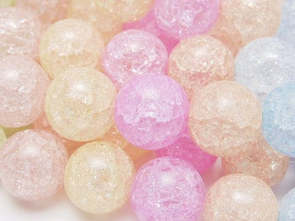 Multicolor Cracked Crystal Round 12mm Pastel 1strand beads (aprx.14inch / 35cm)