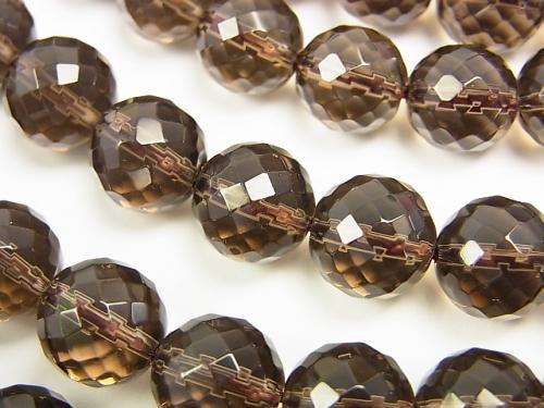 Smoky Crystal Quartz AAA 96Faceted Round 10mm half or 1strand (aprx.15inch/37cm)