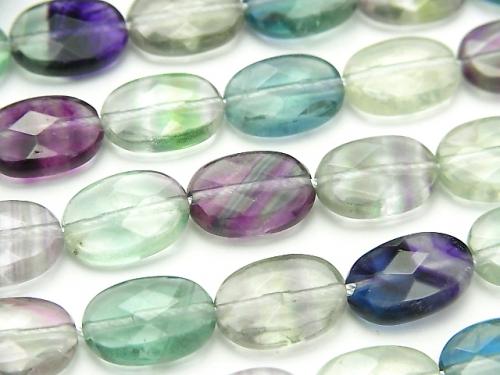 Multicolor Fluorite AA++ Faceted Oval 14x10x5mm half or 1strand beads (aprx.15inch/37cm)