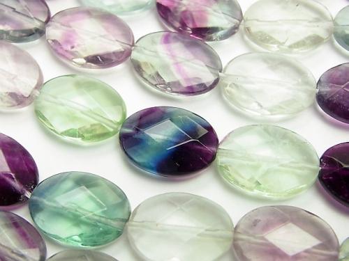 Multicolor Fluorite AA ++ Faceted Oval 18 x 13 x 6 mm half or 1 strand (aprx.15 inch / 36 cm)