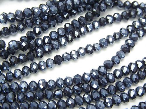 1strand $1.79! Glass Beads  Faceted Button Roundel 3x3x2mm navy 1strand (aprx.15inch / 38cm)