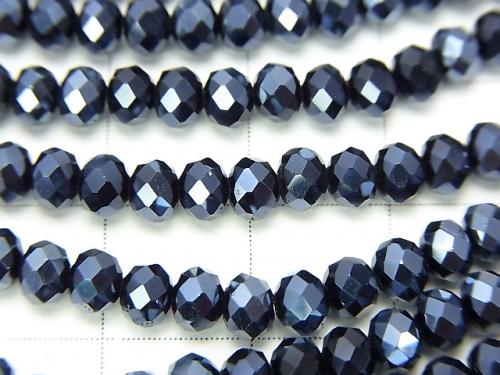 1strand $1.79! Glass Beads  Faceted Button Roundel 4 x 4 x 3 mm navy 1strand (aprx.19inch / 47 cm)